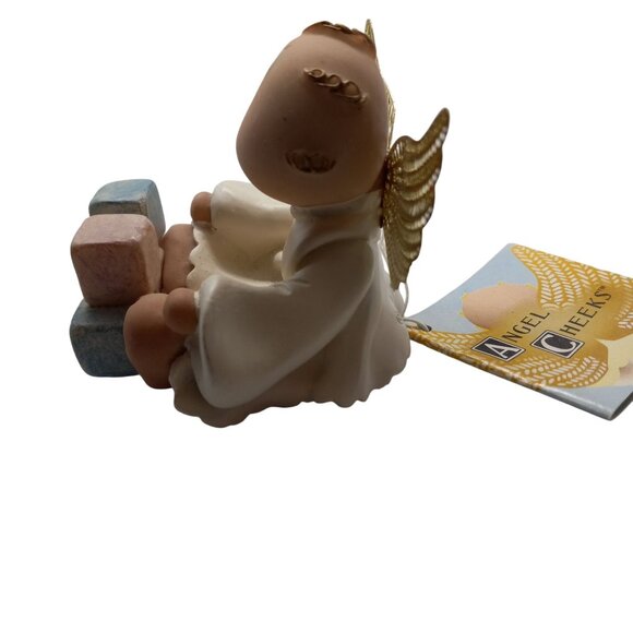 Angel Cheeks Cherub Baby Blocks Figurine Gold Wings Russ Kirks Kritters - Picture 4 of 8